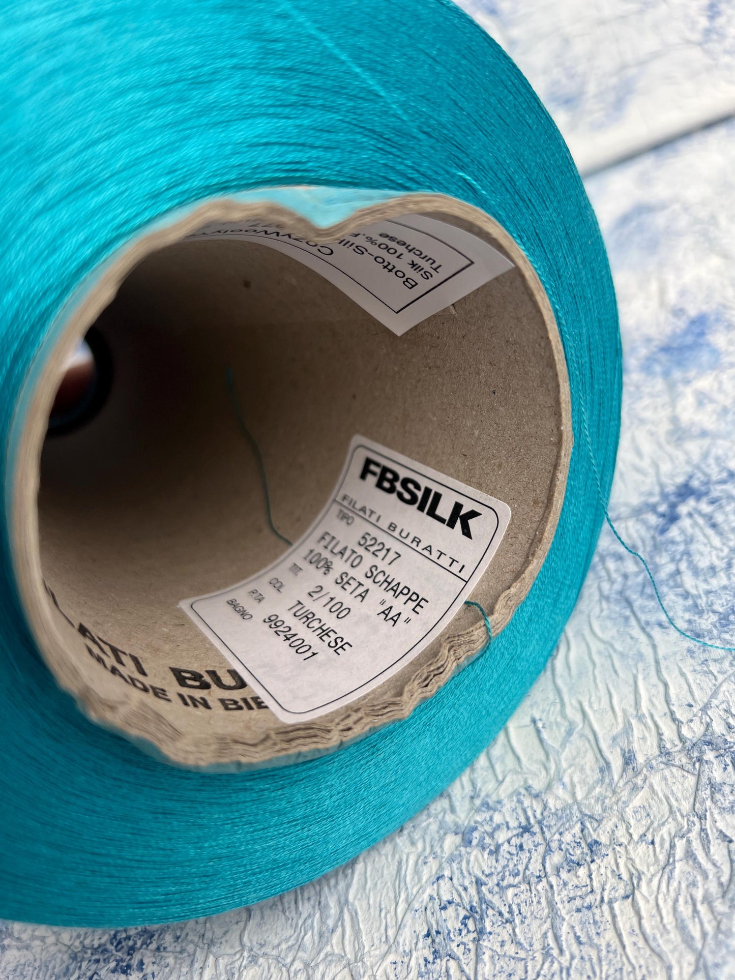 Silk yarn 100%,Yarn for knitting or Weaving,Color Turchese.Per 100 gr