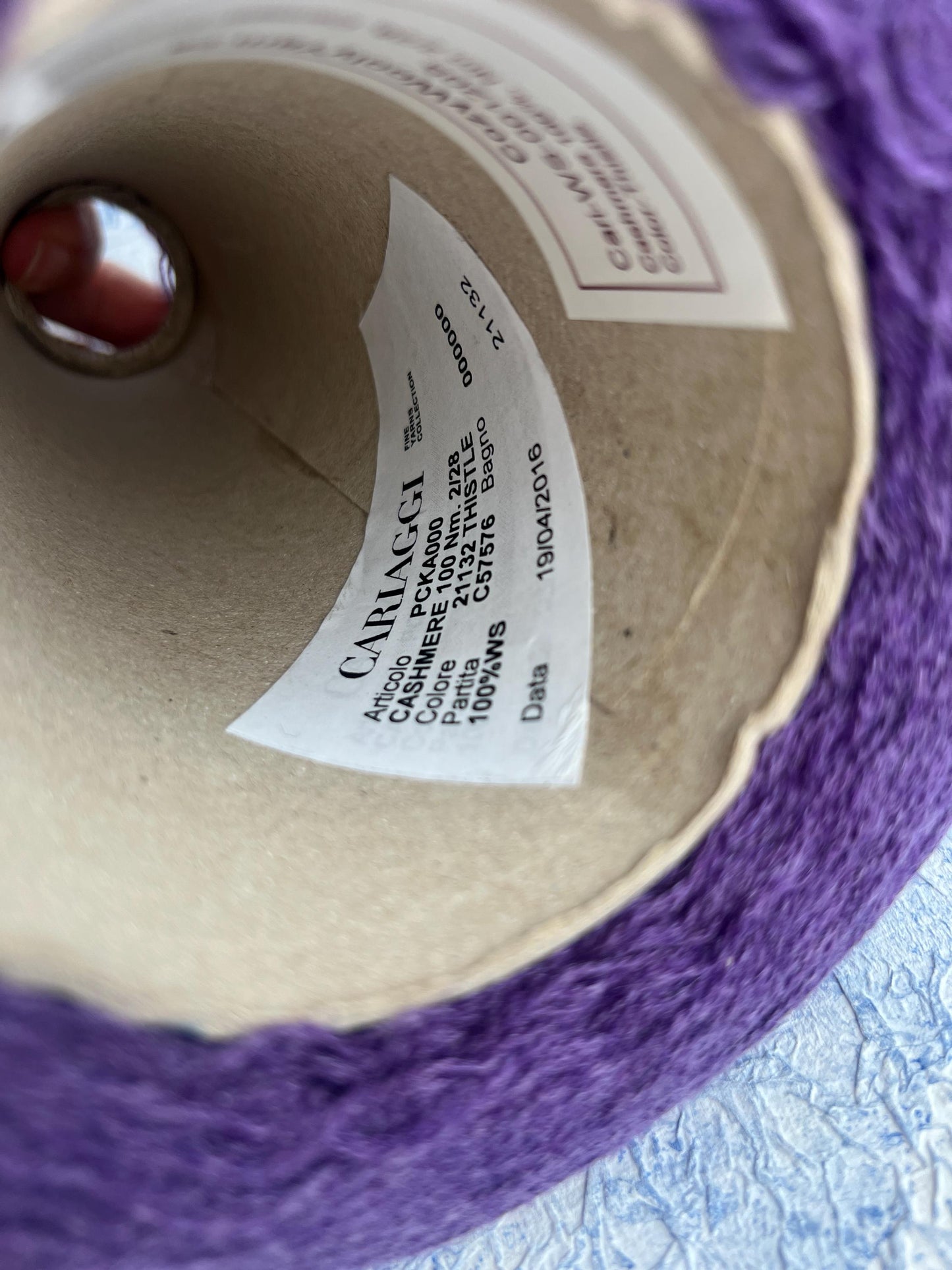 Cashmere yarn 100% for knitting, Cariaggi yarn, Color-Thistle.Per 100 gr