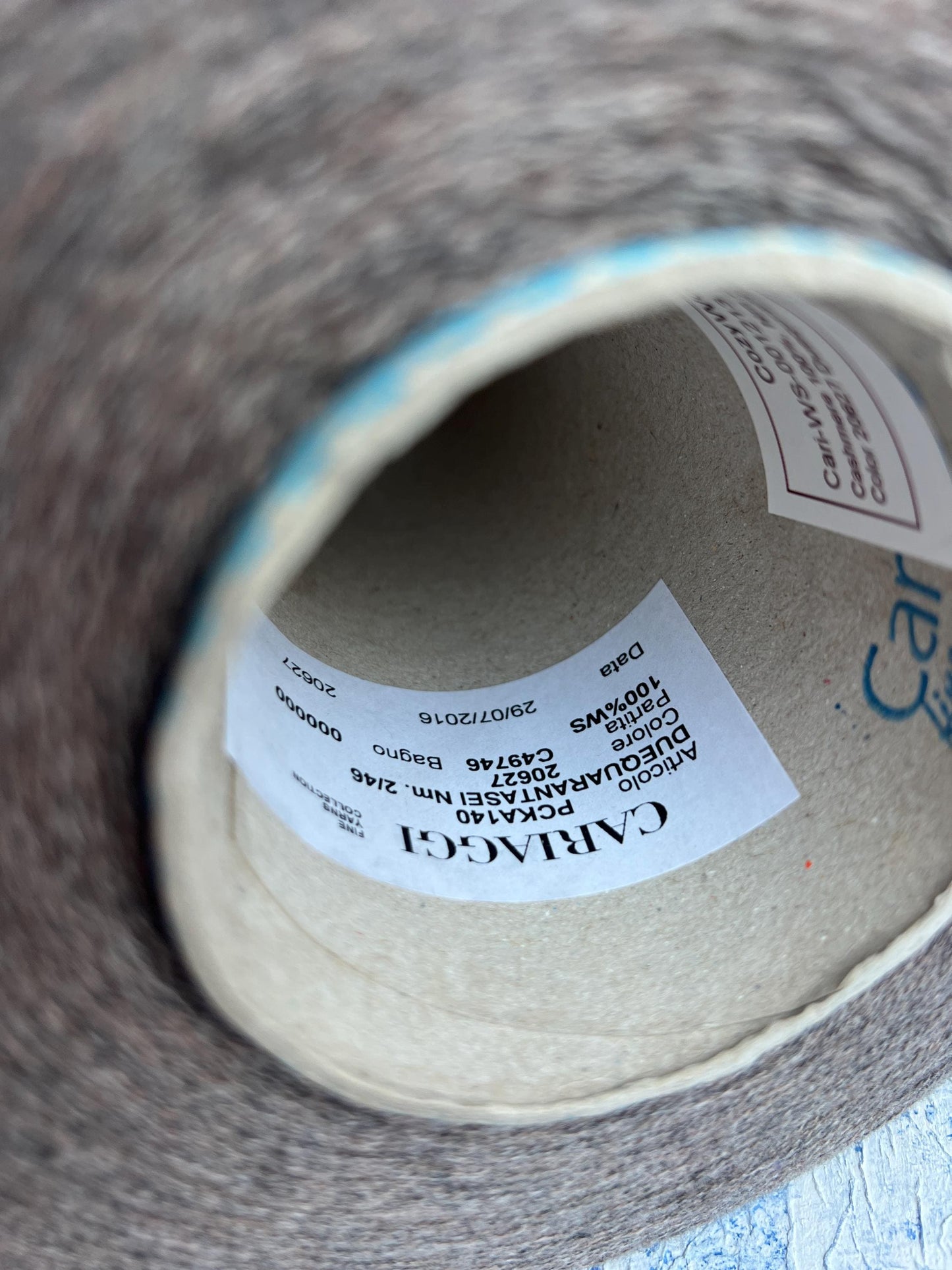 Cashmere yarn 100% for knitting,Cariaggi yarn, Color Taupe. Per 100 gr