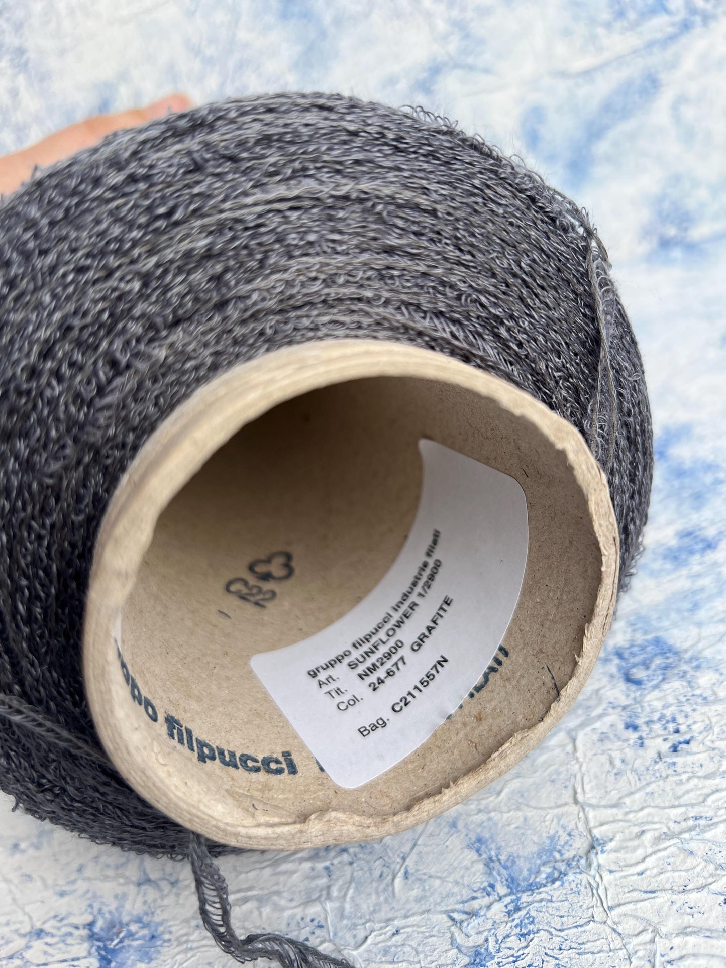 Sunflower,94% Lino yarn on Cone, 6% PA, Filpucci yarn, Grafite.Per 100 gr