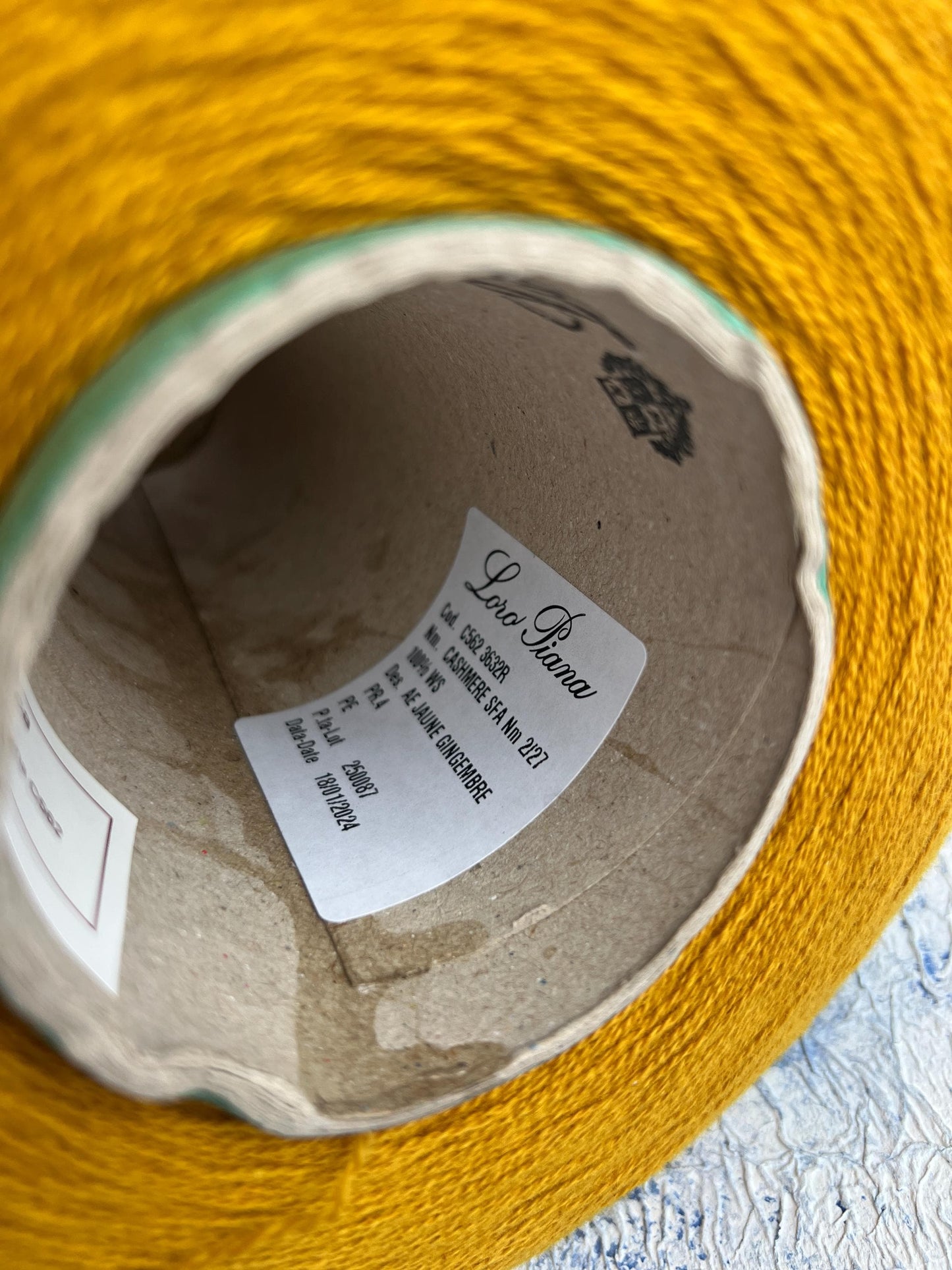 Cashmere yarn 100% for knitting, Loro Piana yarn on cone,Gold. Per 100 gr