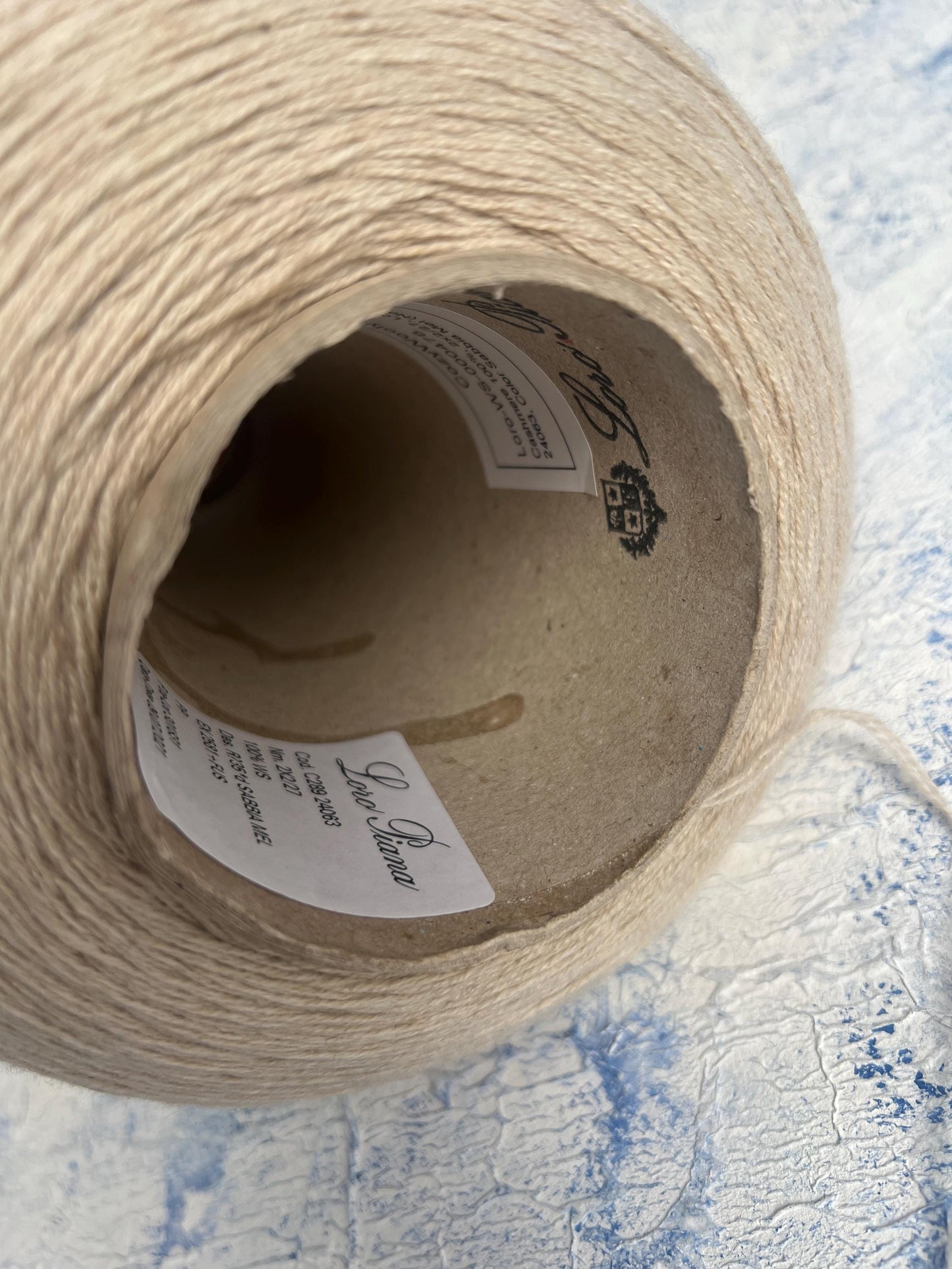 Cashmere Yarn on Cone 100%, Loro Piana Yarn, Color Sabbia Mel. Pewr 100 gr