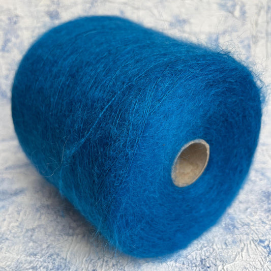 Kid Mohair 81% & Polyamide 17% & Elastan 2% Yarn, Blue .Per 100 gr