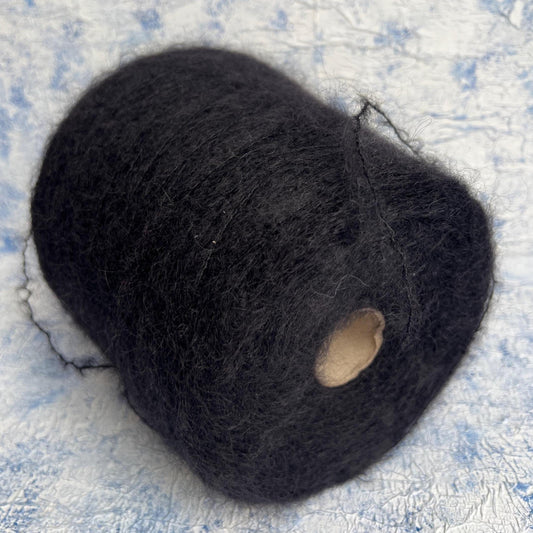 Kid Mohair 81% & Polyamide 17% & Elastan 2% Yarn, Black. Per 100 gr