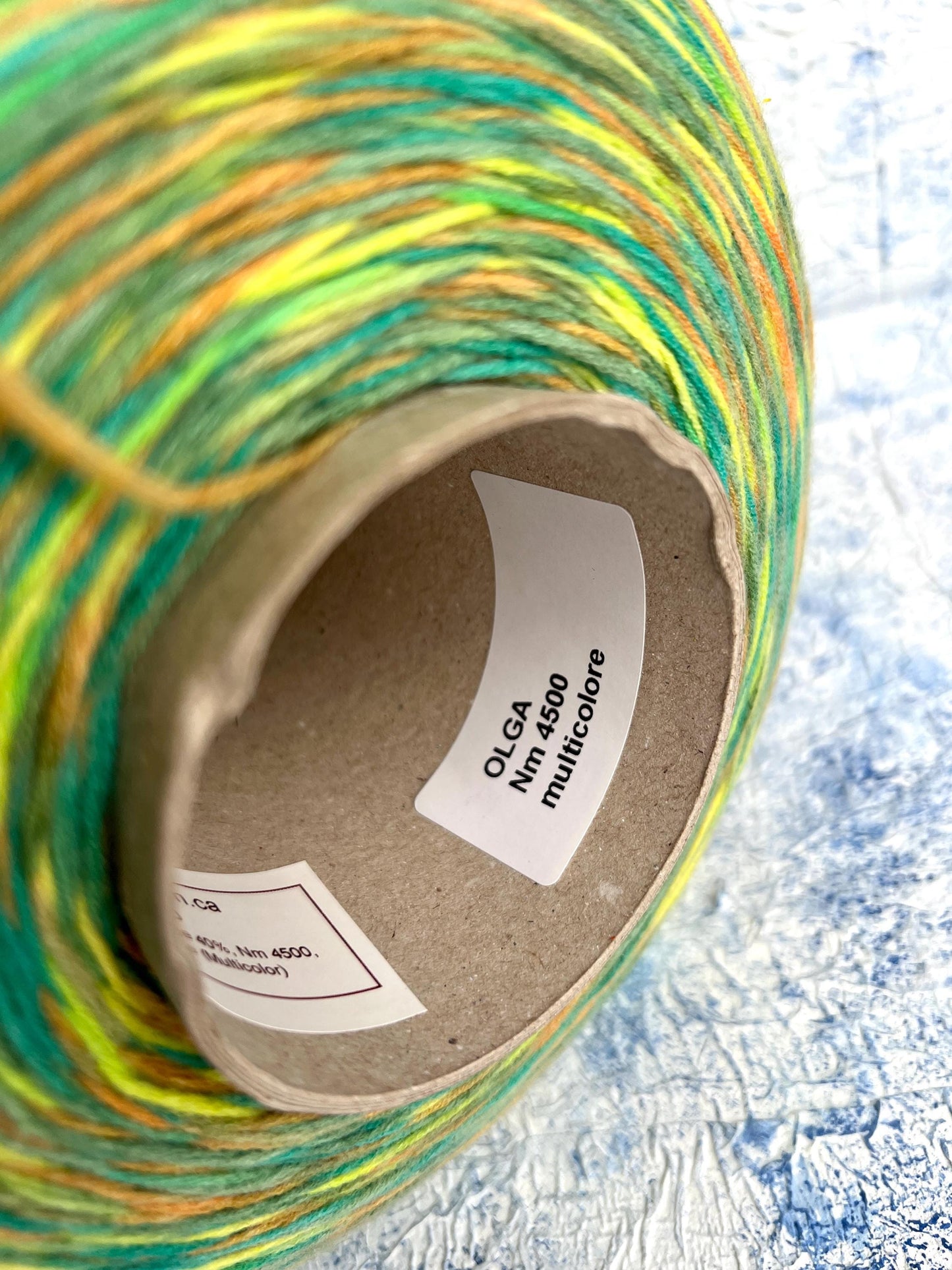 art OLGA, Wool yarn 60%, Polyamide yarn 40%,color Green&Yellow&Orange. Per 100 gr