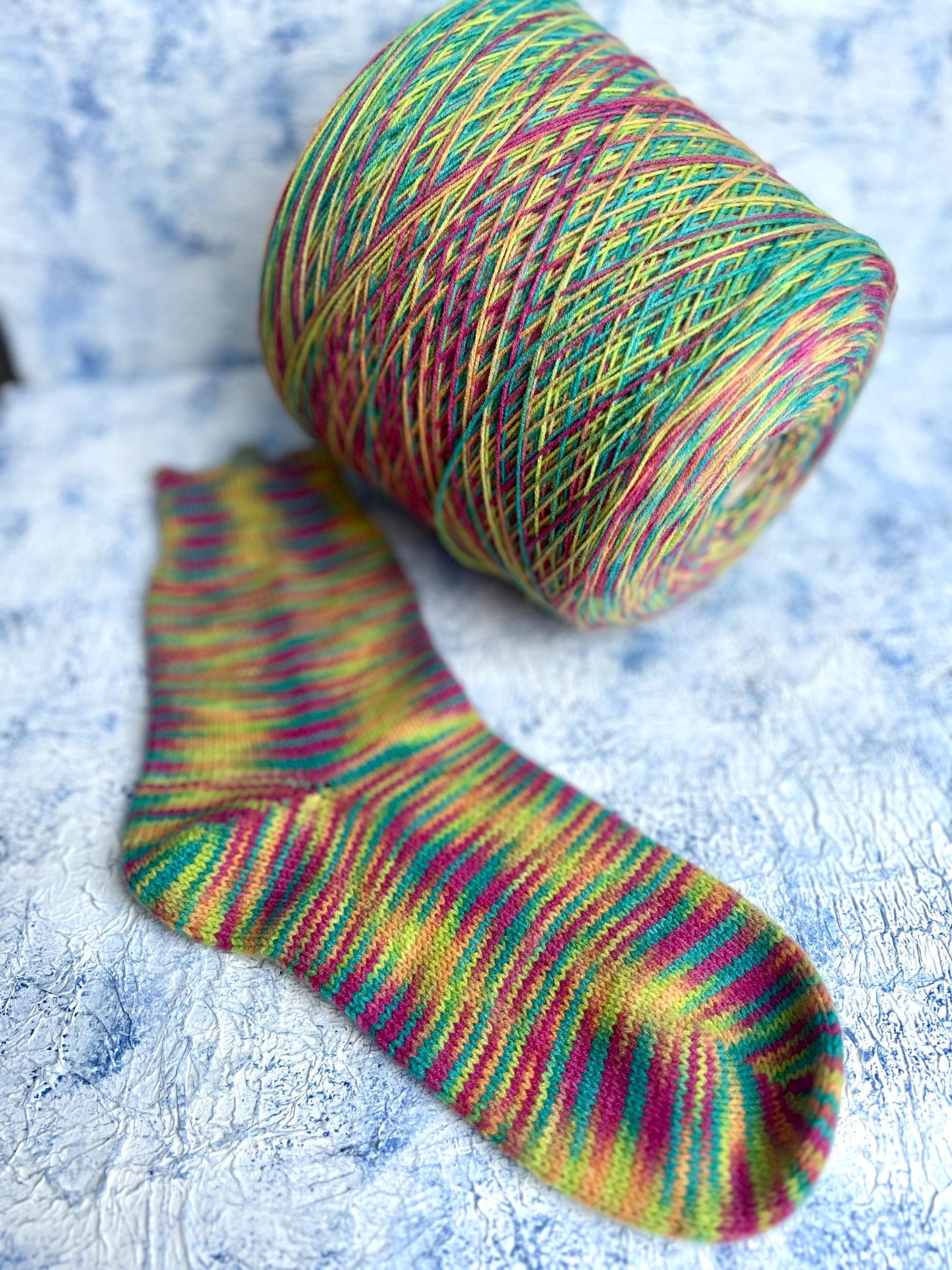 art OLGA, Wool yarn 60%, Polyamide yarn 40%. Color Green&Yellow&Pink.Per 100 gr
