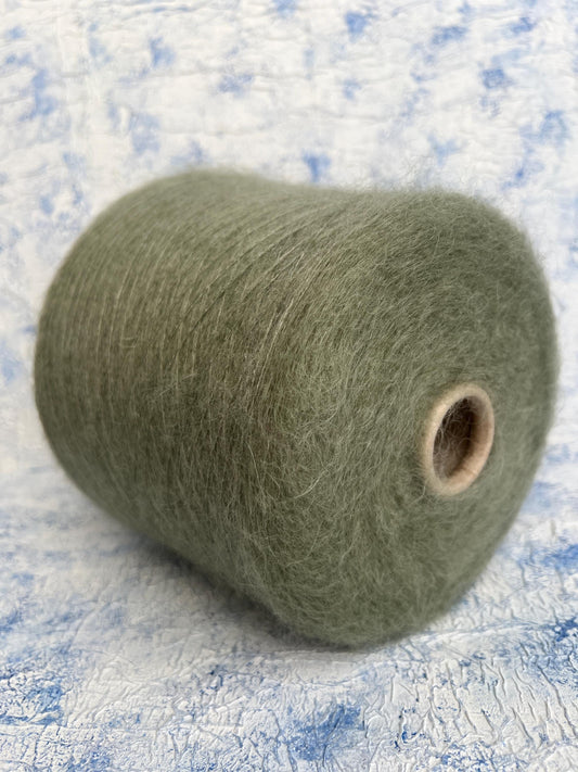 Kid Mohair yarn 75% & Silk yarn 25%. Color-Green. Per 100 gr
