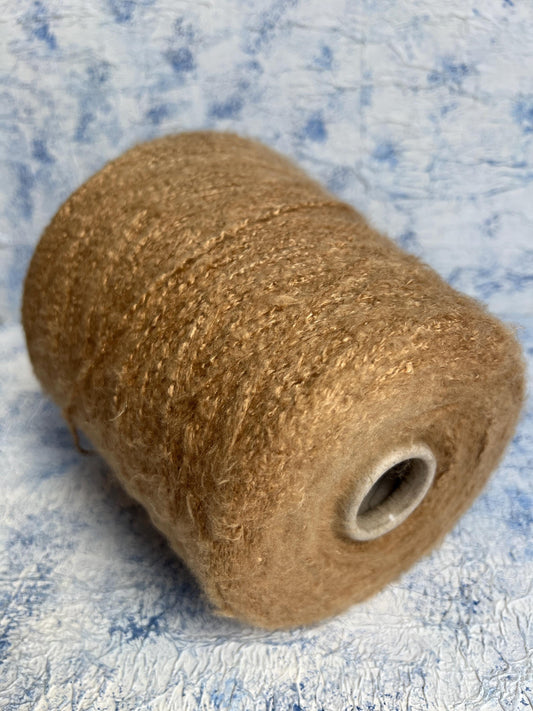 Silk Yarn 100%. Yarn on cone for knitting, Vimar, Color Light Brown. Per 100 gr