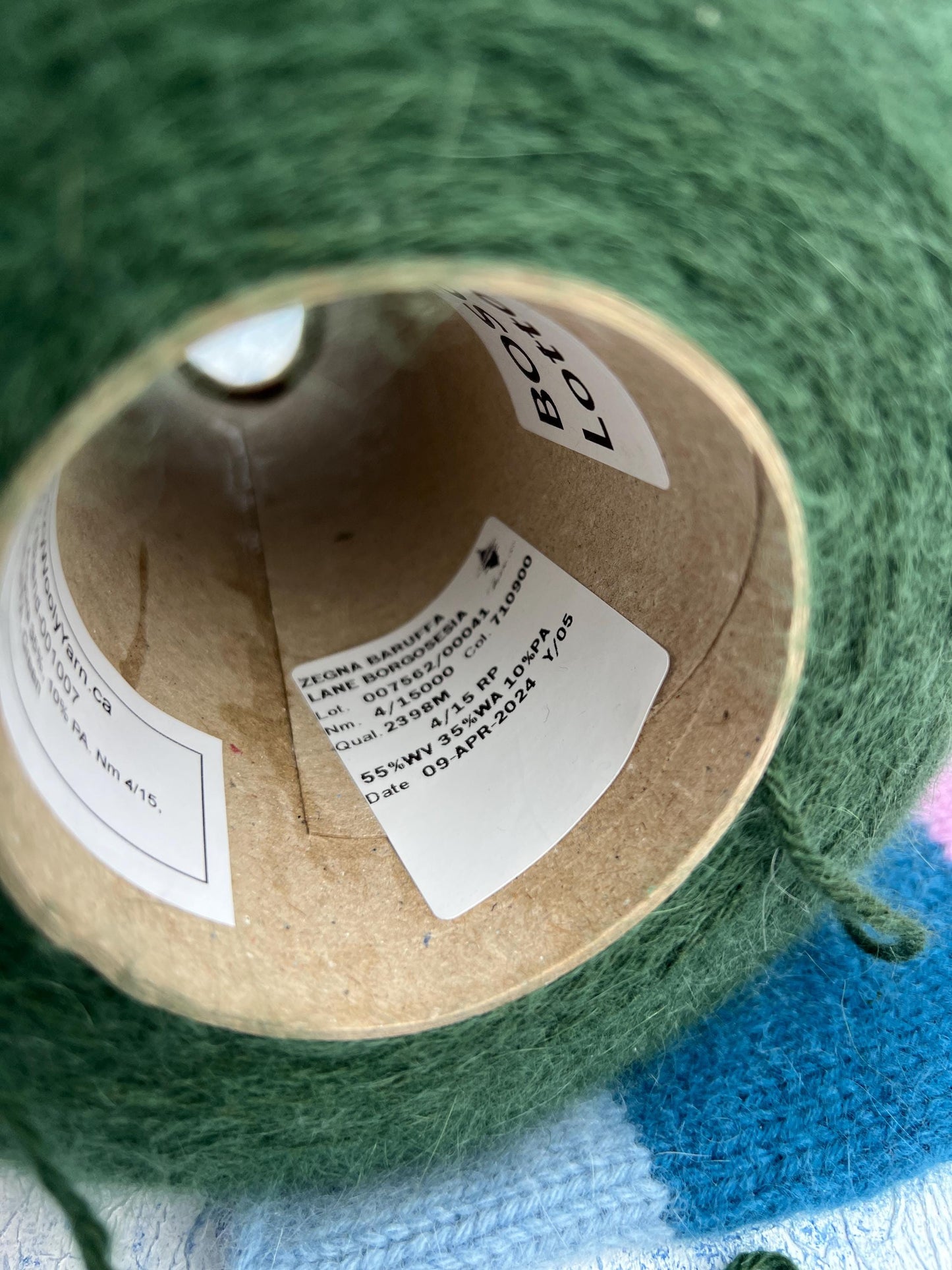 Merino wool yarn 55%, Angora yarn 35%, 10% PA.ZEGNA BARUFFA, Green. Per 100 gr