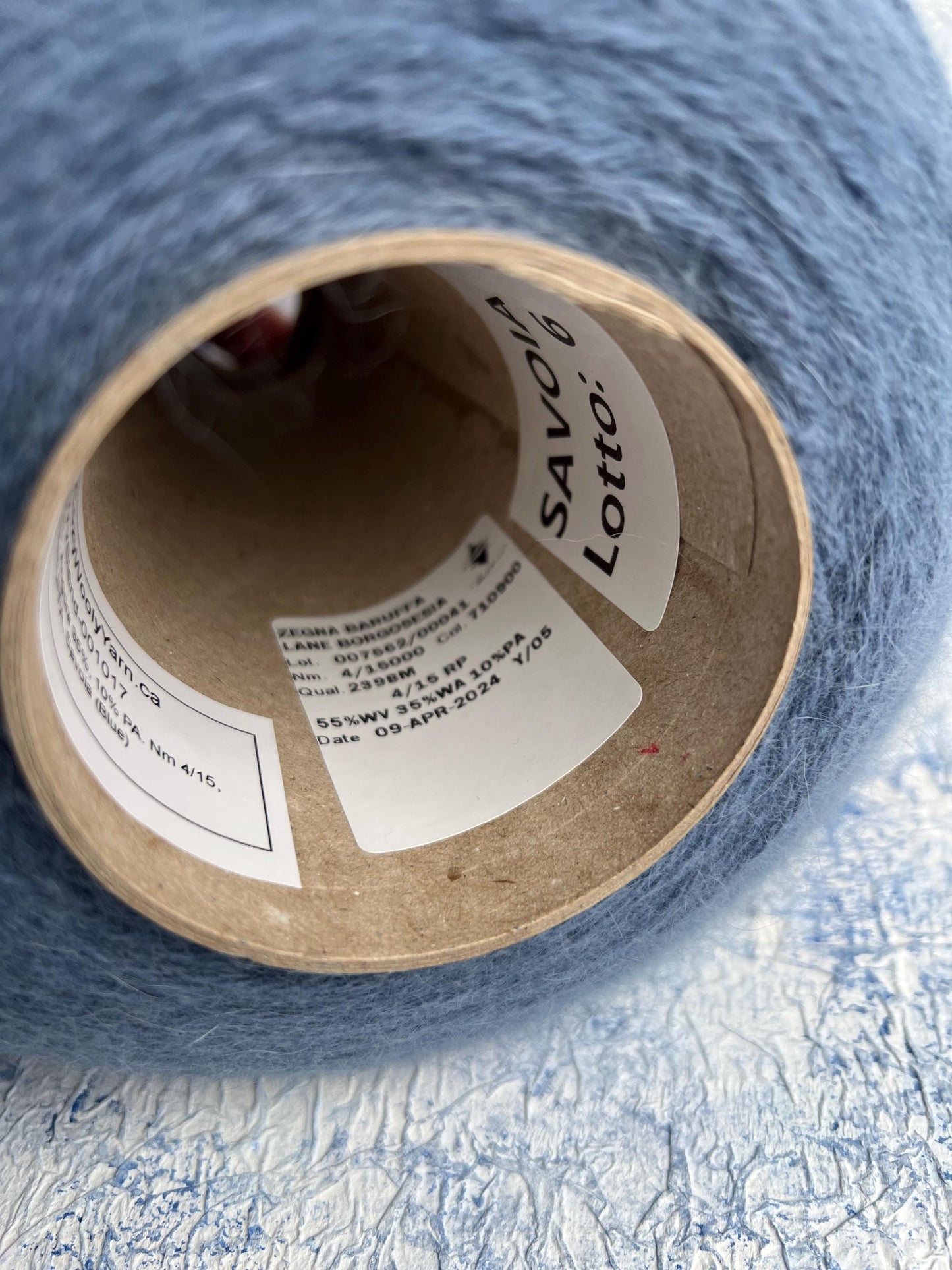 Merino wool yarn 55% & Angora yarn 35%, 10% PA. Savoia (Blue). Per 100 gr