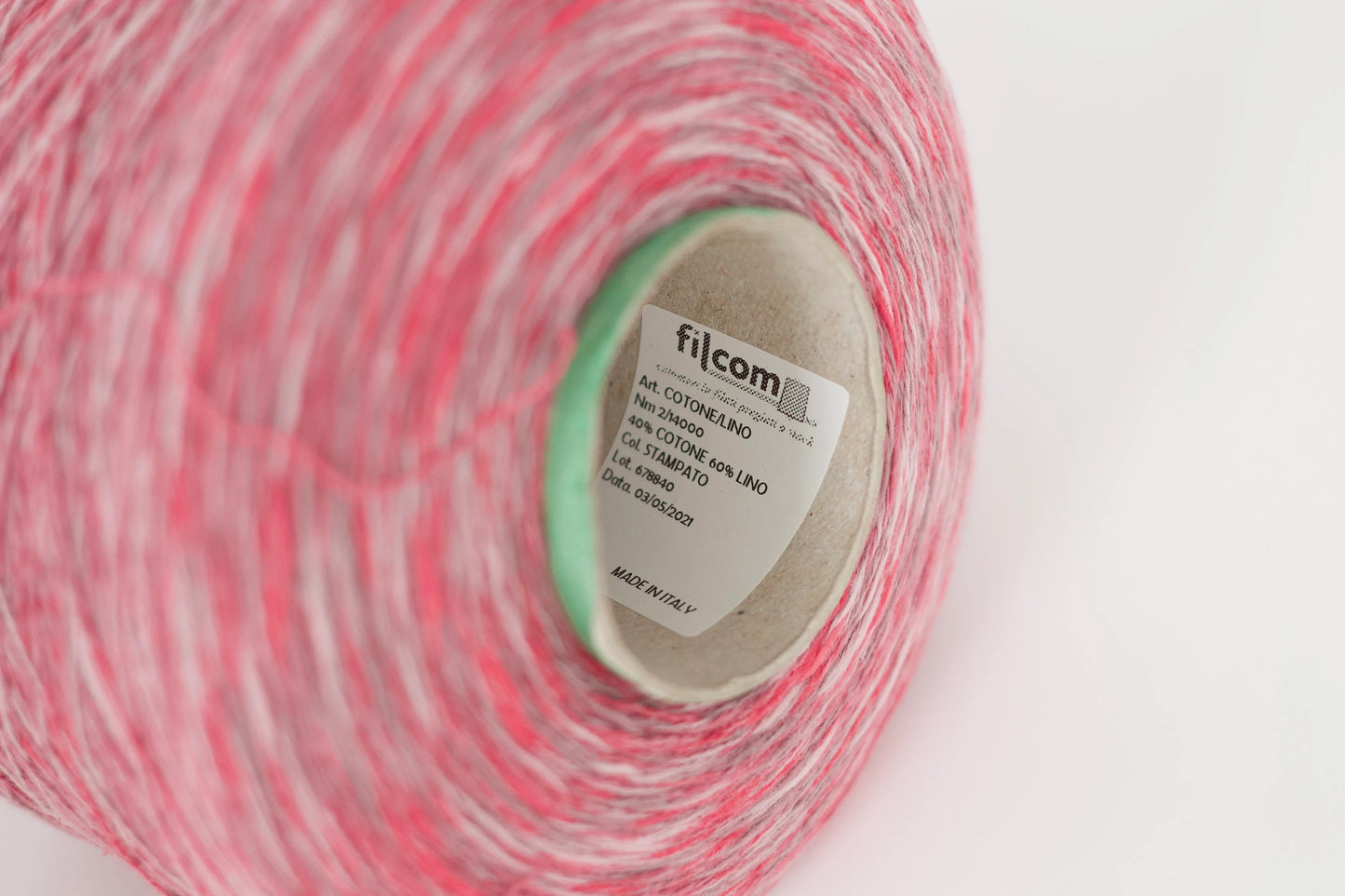 Product Reference: FILCOM COTTENE/LINO. Fiber Composition: 40% Cotton yarn, 60% Linen Yarn. Yarn from Italy. Color: STAMPATO. Yarn Crafted with a meticulous blend of 40% cotton and 60% linen. You can purchase this yarn at our yarn store in Canada.