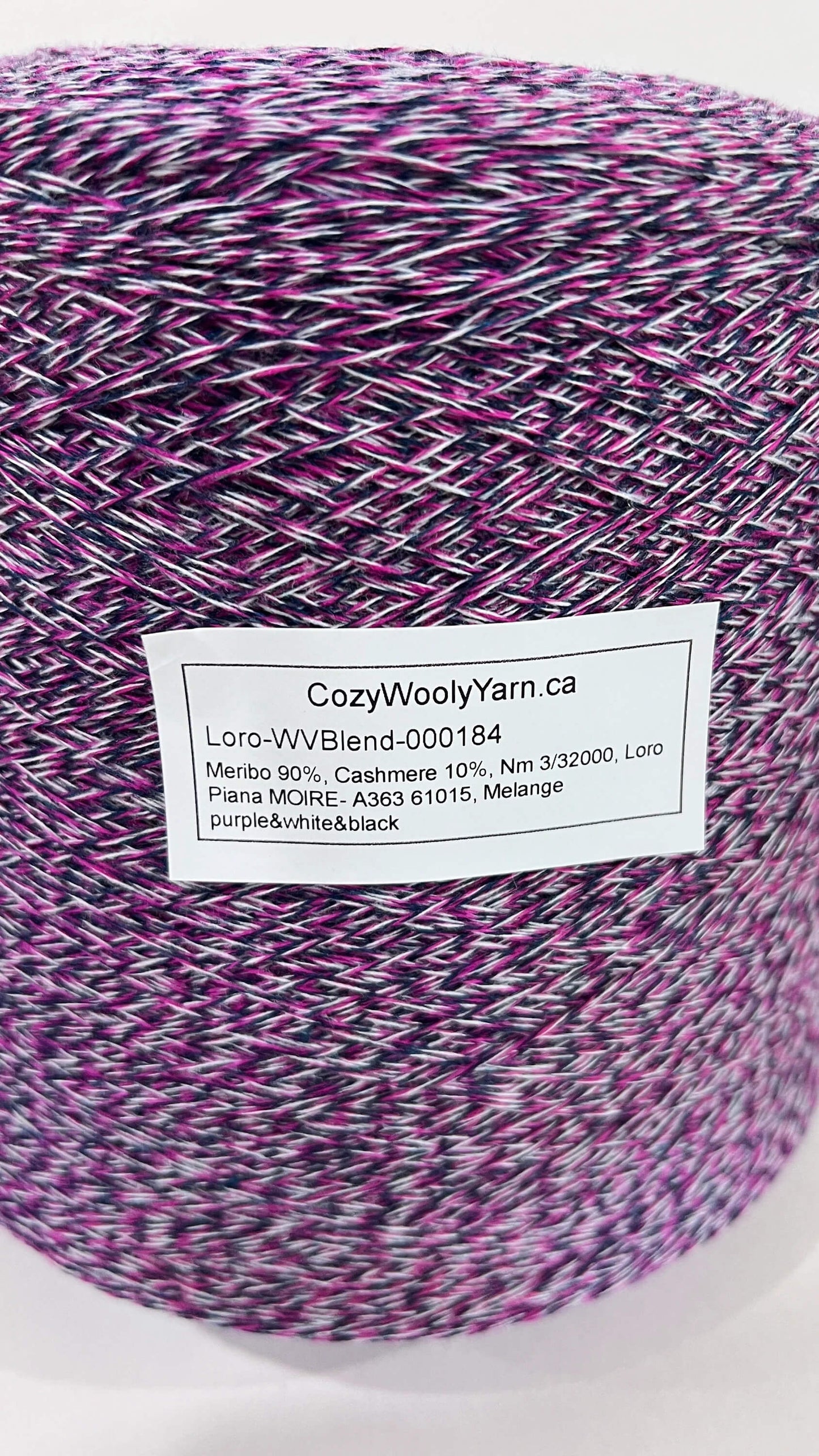 Merino 90%, Cashmere 10%, Nm 3/32000, Loro Piana MOIRE- A363 61015, Melange purple&white&black, per. 100 gr.