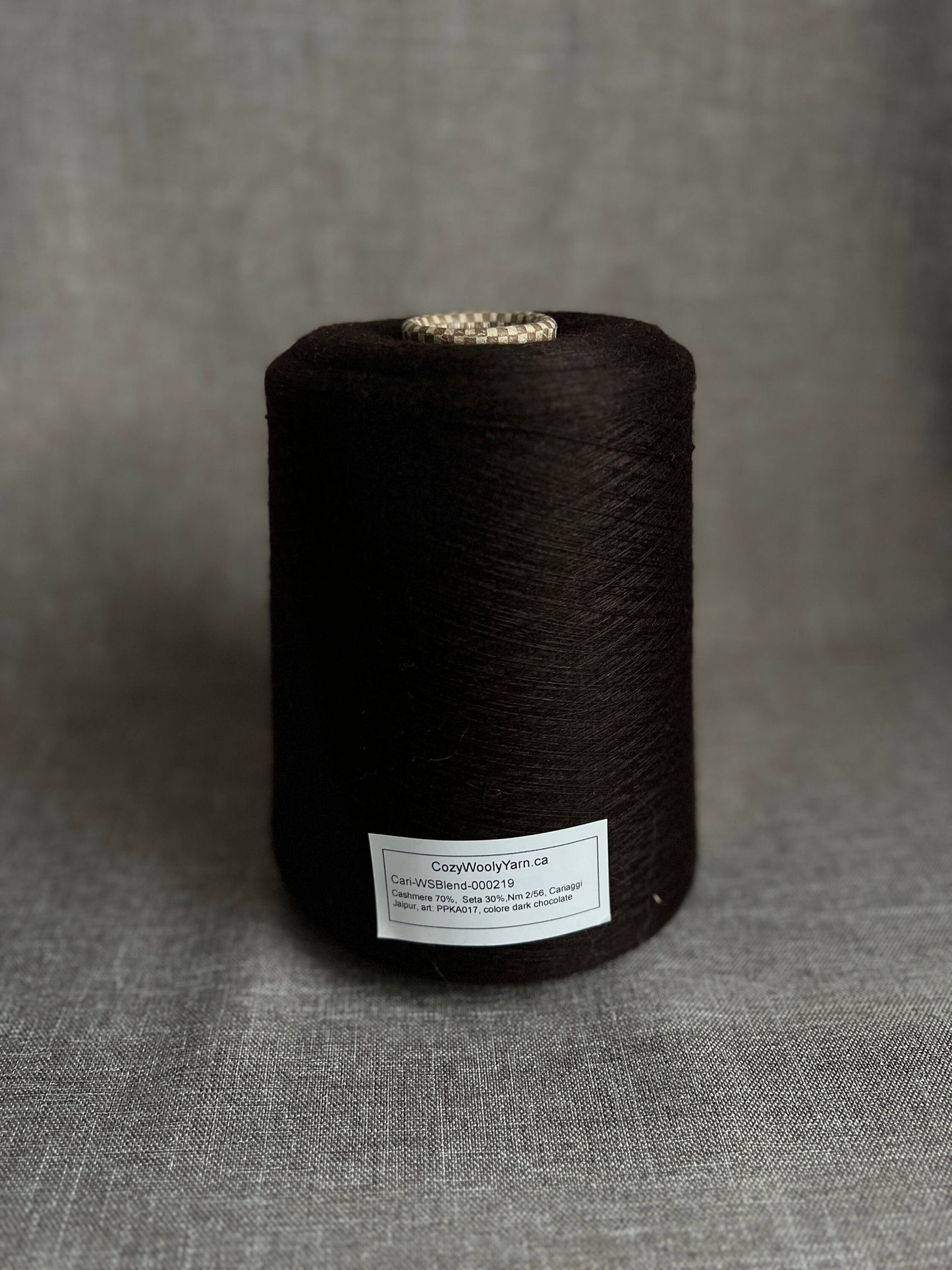 Cashmere 70%, Seta 30%,Nm 2/56, Cariaggi Jaipur, art: PPKA017, colore dark chocolate , per 100 gr