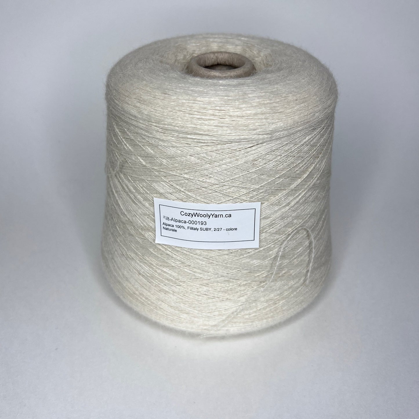 Alpaca Yarn 100%, Alpaca yarn on a cone. Filitaly SUBY,colore Naturale, per 100 gr