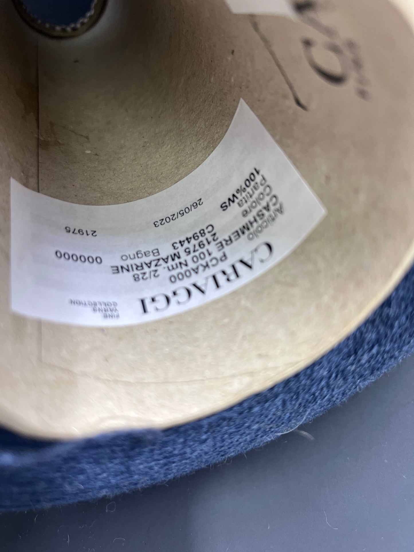 Cashmere 100%, Nm 2/28, Cariaggi-PCKA000, Color-MidnightBlue, per 100 gr. Italian Fine Yarn, yarn on cone, Hand Knitting, Machine Knitting, Cone Yarn