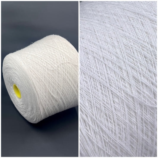 Merino Wool Yarn 100%, Supergeelong, ZEGNA BARUFFA , Color White, Yarn on Cone. Italian Lace Yarn. Hand and Machine Knitting. Fiber: 100% Merino Wool Yarn. Supergeelong Nm 1/15.  Reference: Zegna Baruffa LANE BORGOSESSIA Nm1/15. Italian Lace Yarn, Machine knitting, Hand Knitting.