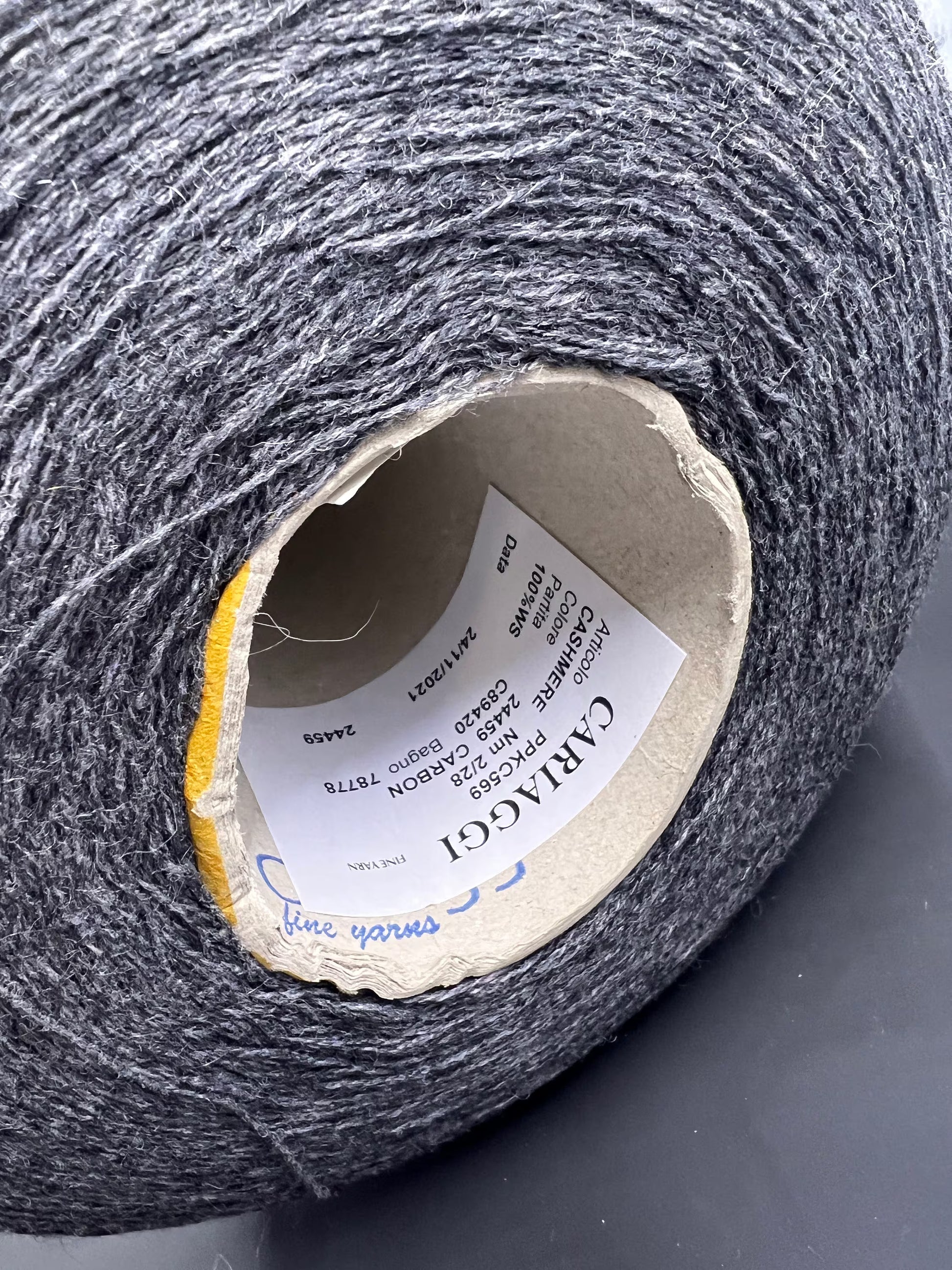 Cashmere Yarn by Cariaggi. Cashmere Yarn for Hand & Machine Knitting.  Fiber: 100% Cashmere Yarn. Yarn Colour: Carbon Gray  Reference: Cariaggi, Nm 2/28 This is a very soft pure Cashmere yarn by Cariaggi.