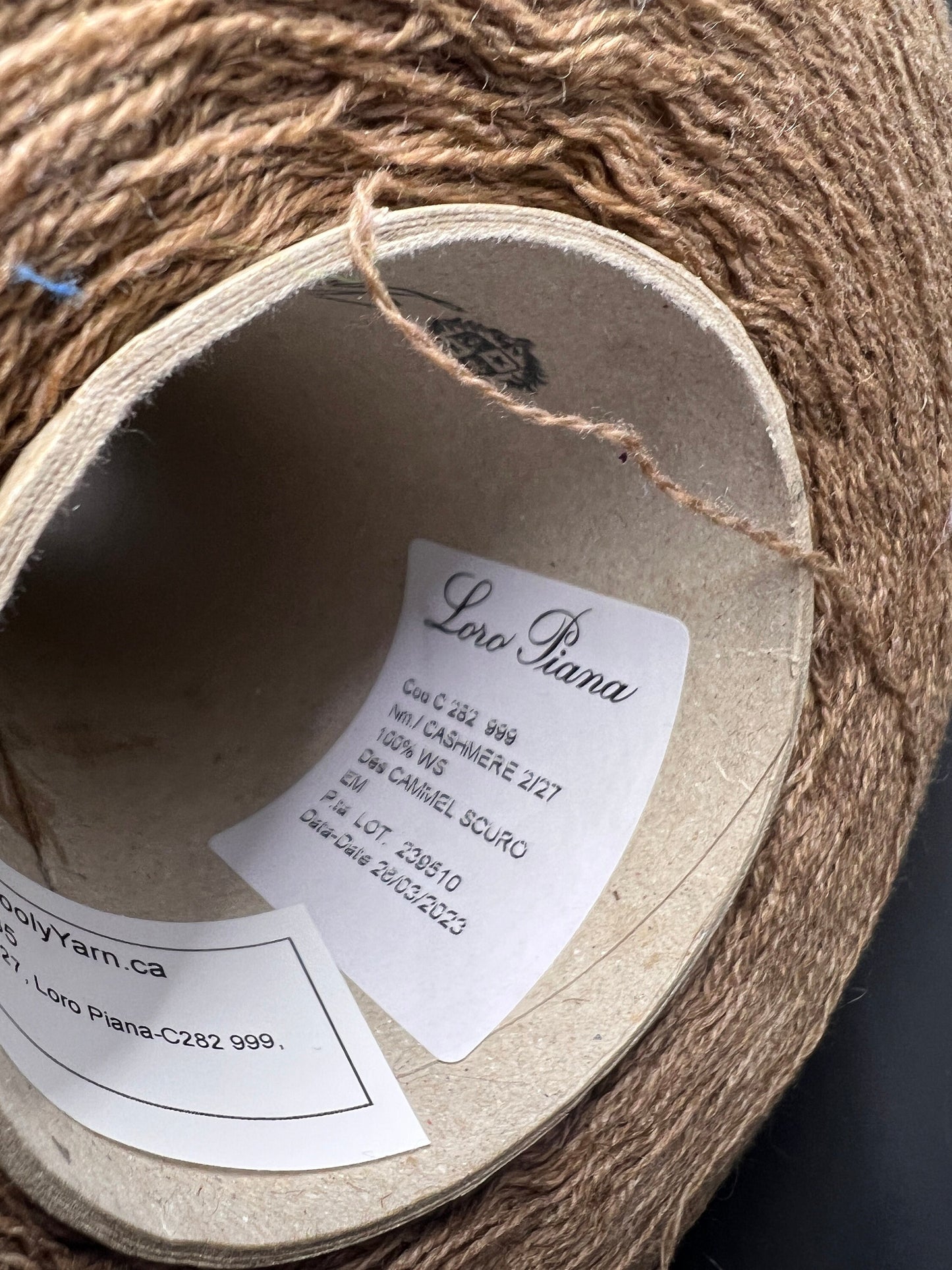 Cashmere Yarn Loro Piana. Cashmere Yarn for Hand & Machine Knitting. Fiber: 100% Cashmere Yarn. Yarn Colour: Cammel Scuro. This is a very soft pure cashmere yarn. Reference: Loro Piana, Nm 2/27