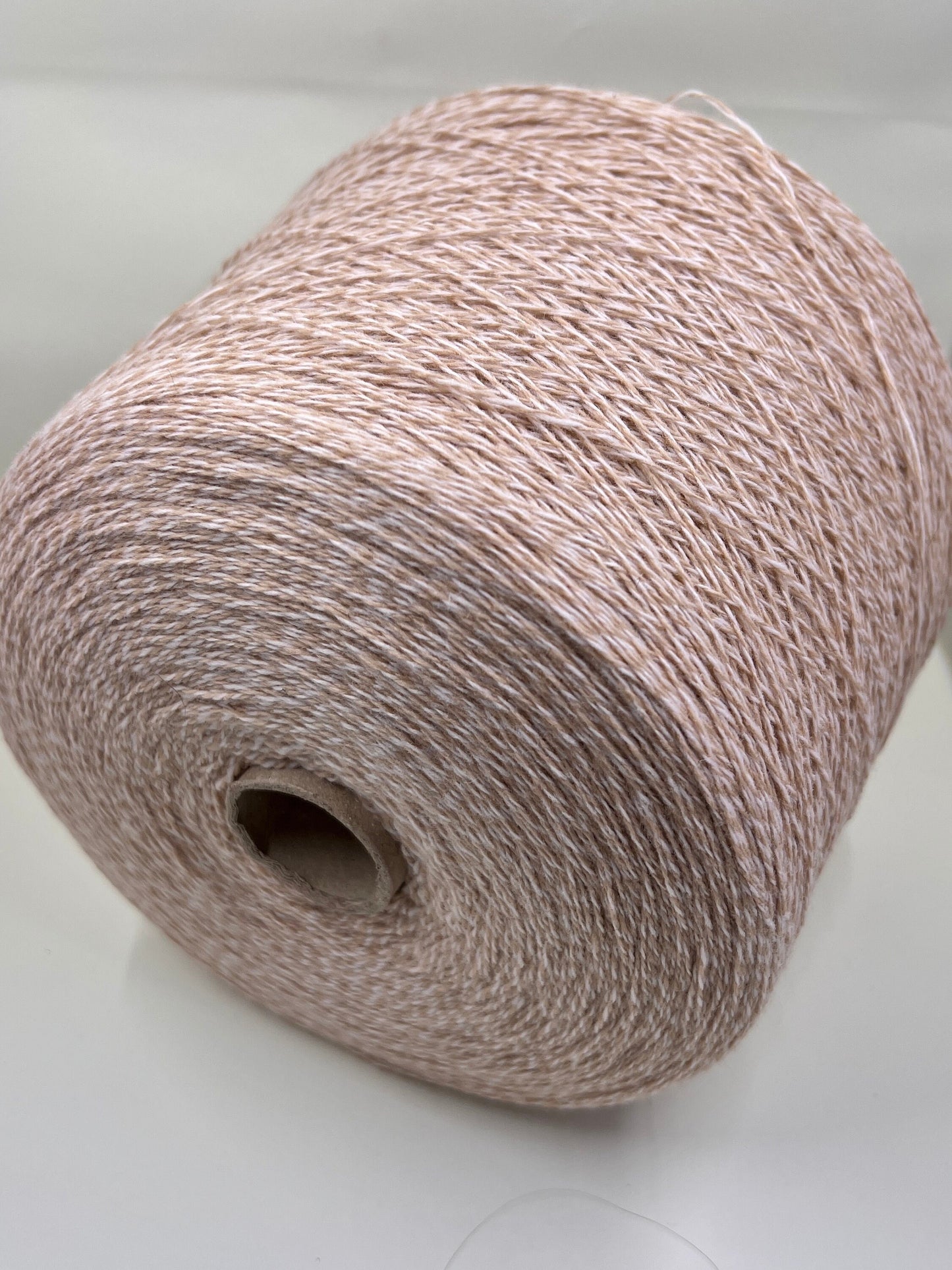 Merino Wool Yarn 100%, Yarn on Cone. Italian Lace Yarn. Hand and Machine Knitting. Fiber: 100% Merino Wool Yarn. Silte Mouline. Nm 2/15000. White/Beige.