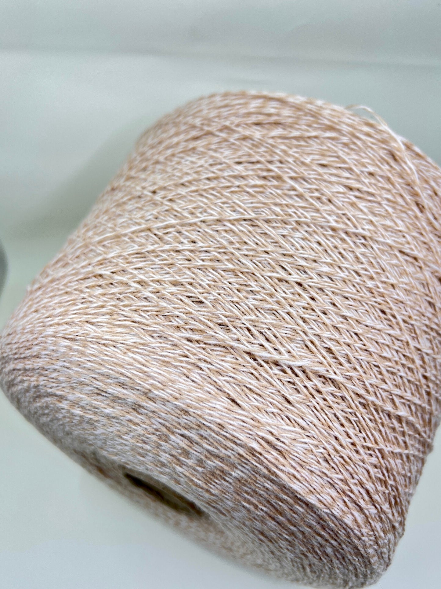 Merino Wool Yarn 100%, Yarn on Cone. Italian Lace Yarn. Hand and Machine Knitting. Fiber: 100% Merino Wool Yarn. Silte Mouline. Nm 2/15000. White/Beige.