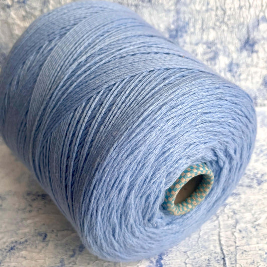 PIUMA Cashmere Yarn 100%, Yarn by Cariaggi. Yarn on Cone, Color Blue. Per 100 gr