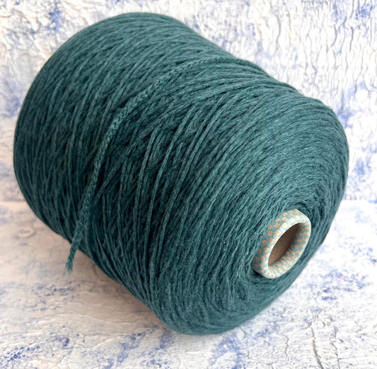 PIUMA Cashmere Yarn 100%, Yarn by Cariaggi. Yarn on Cone, Color BlueGreen. Per 100 gr