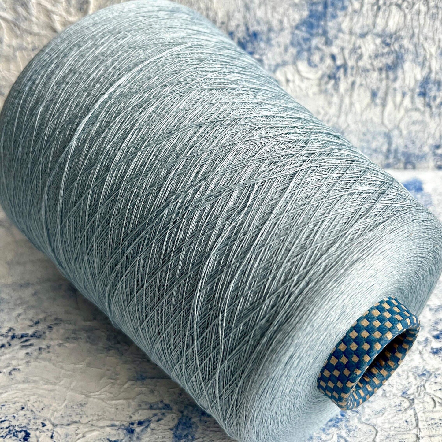Silk Yarn 50%, Cotton Yarn 50%.Yarn on Cone. Cariaggi Yarn. Cielo Blue. Per 100 gr