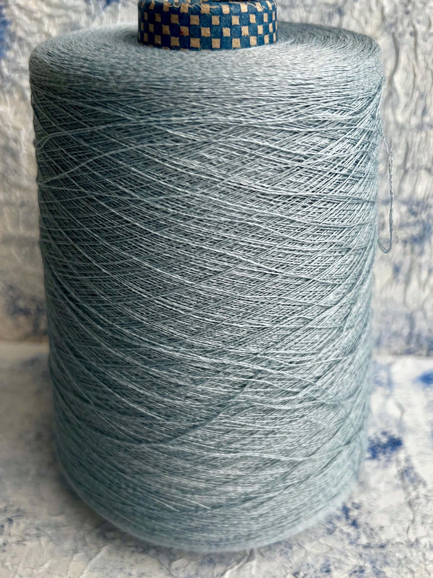 Silk Yarn 50%, Cotton Yarn 50%.Yarn on Cone. Cariaggi Yarn. Cielo Blue. Per 100 gr