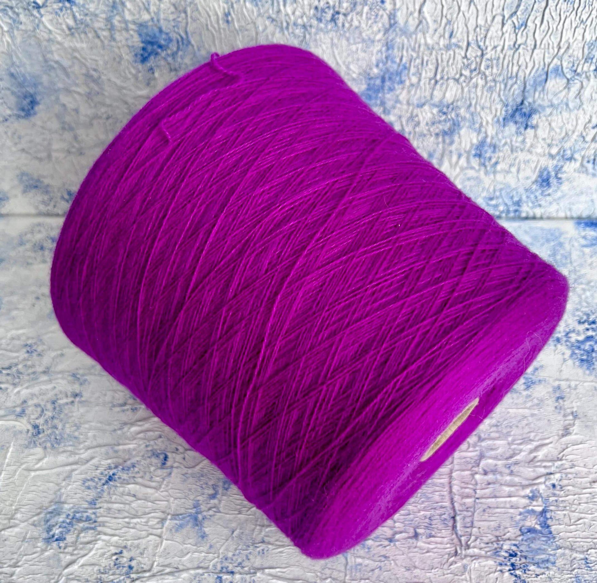 Cashmere lace yarn. Yarn on cone. Italian Yarn for Hand or Machine Knitting.
100% Cashmere Yarn. Loro Piana yarn
Fiber: 100% Cashmere yarn 2/27. Yardage: 1350m per 100g
Colour: Violetto. This is a very soft pure cashmere yarn on cone.The yarn will be perfect for weaving and knitting but can also be used for crocheting.
