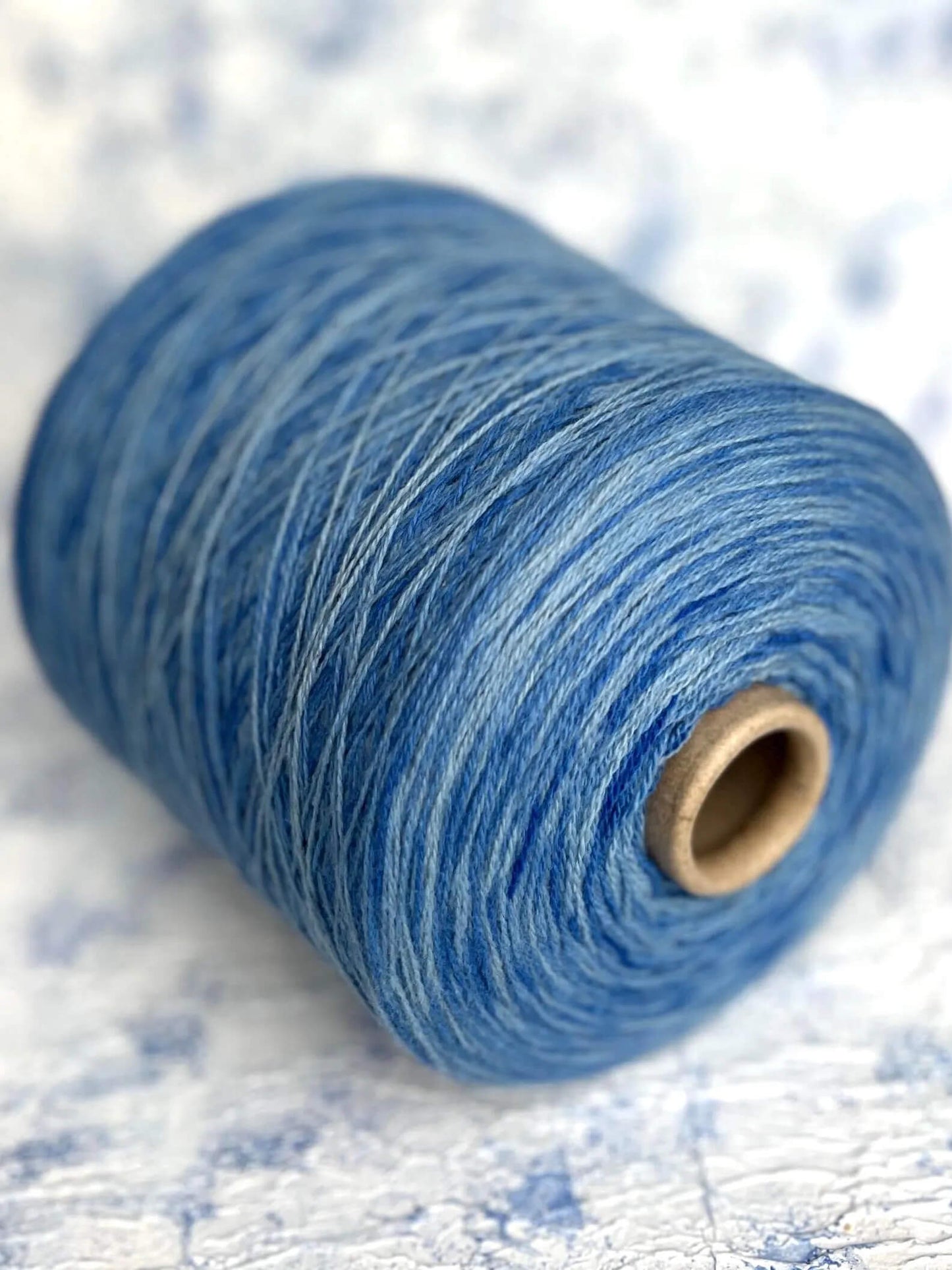97% Cashmere, 3% Wool Yarn – Blue & White, Per 100 gr