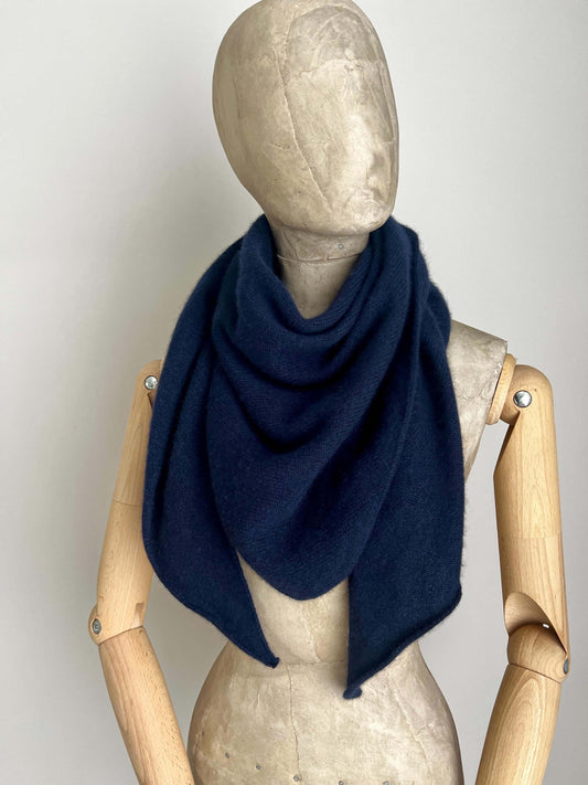 Navy Blue - Elegant Triangle Design Pure Cashmere blend Shawl