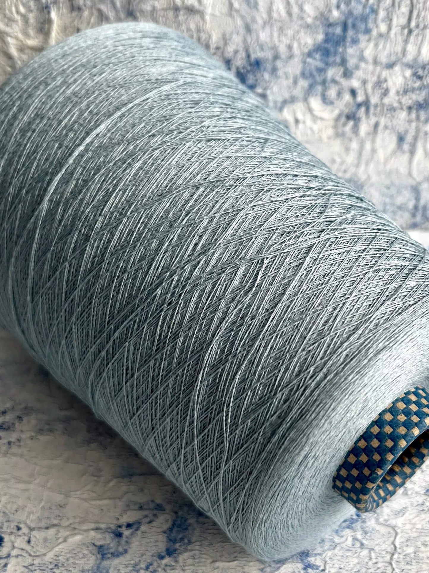 Silk Yarn 50%, Cotton Yarn 50%.Yarn on Cone. Cariaggi Yarn. Cielo Blue. Per 100 gr