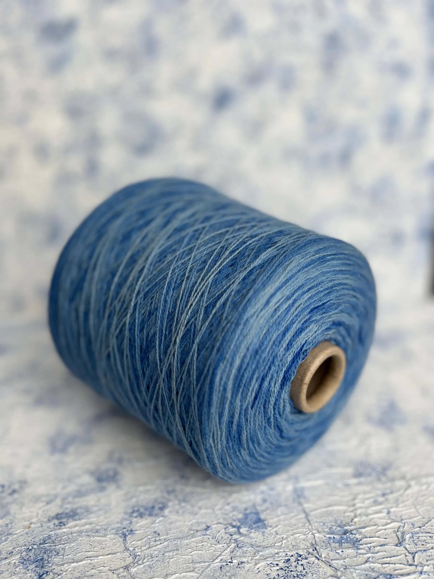97% Cashmere, 3% Wool Yarn – Blue & White, Per 100 gr