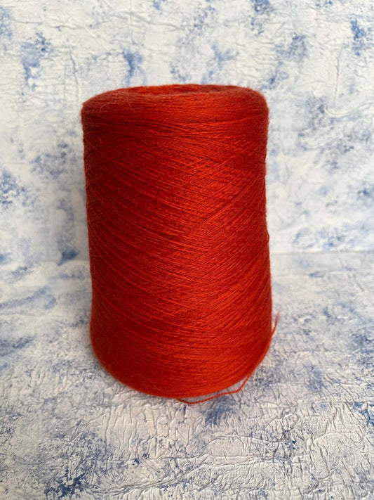 100% Extrafine Merino Wool Yarn, Toolegno Yarn on Cone, Color Orange.Per 100 gr