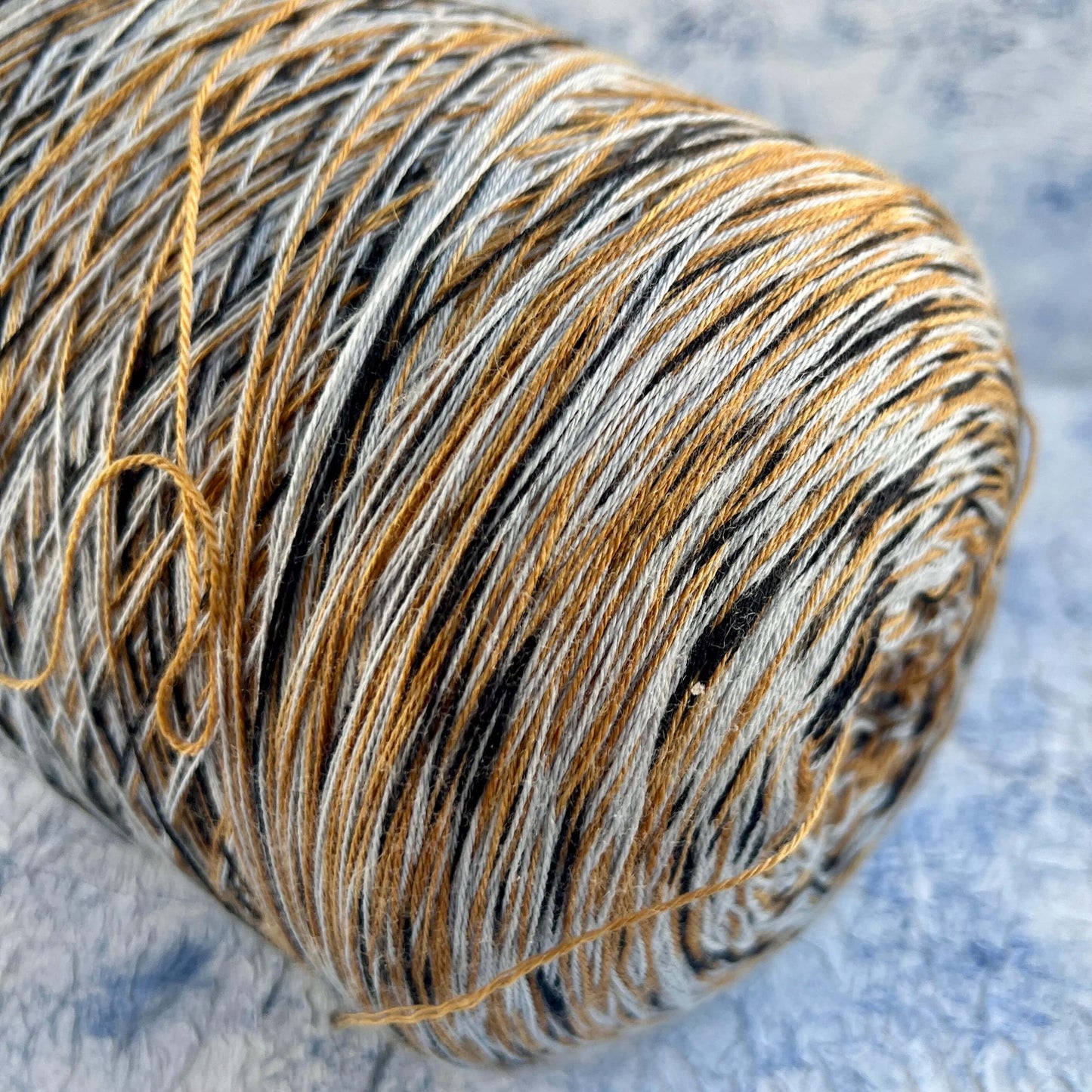 Merino yarn 100%, Missoni yarn on Cone. Black&White&Gold. Per 100 rg