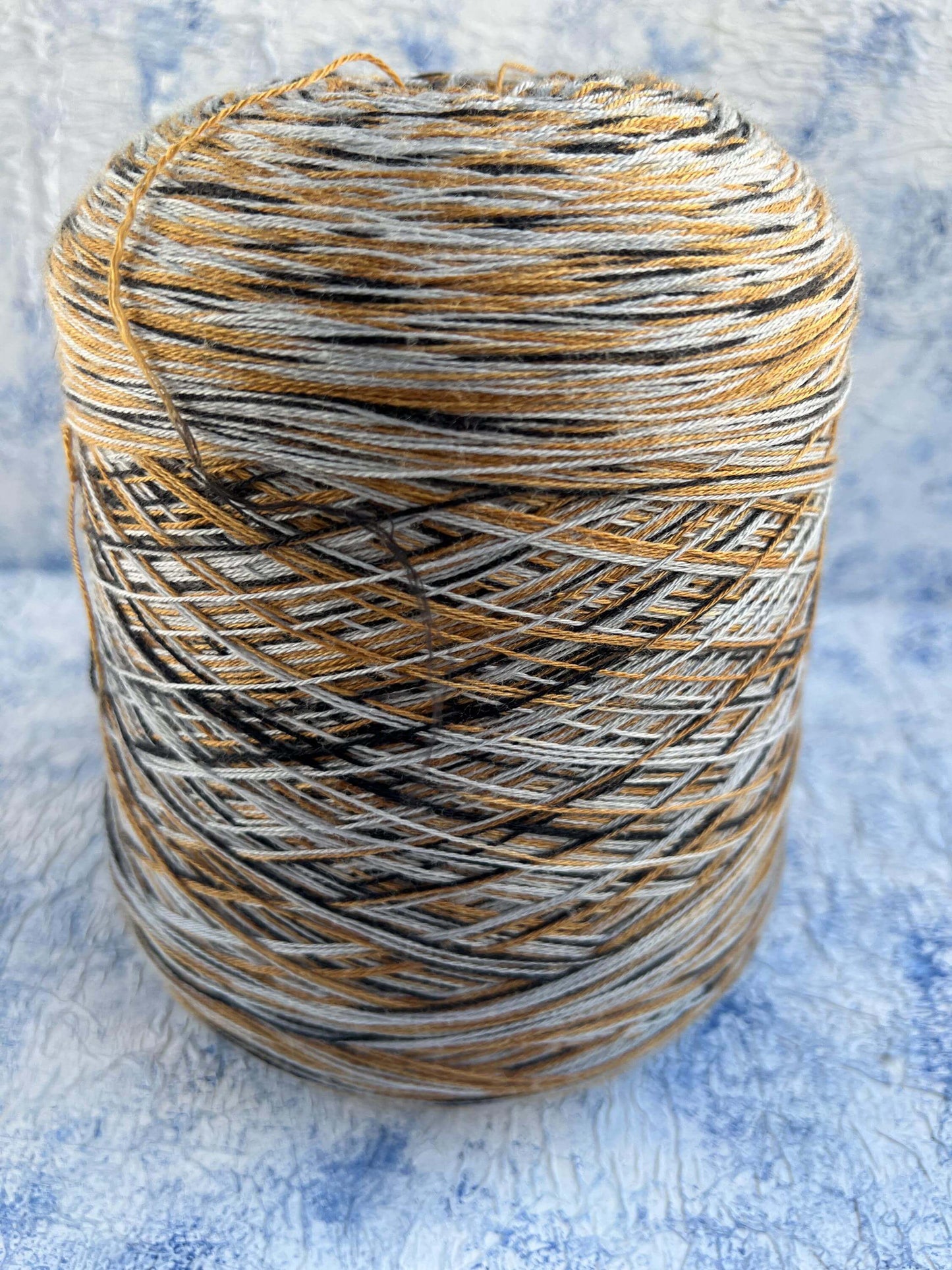 Merino yarn 100%, Missoni yarn on Cone. Black&White&Gold. Per 100 rg