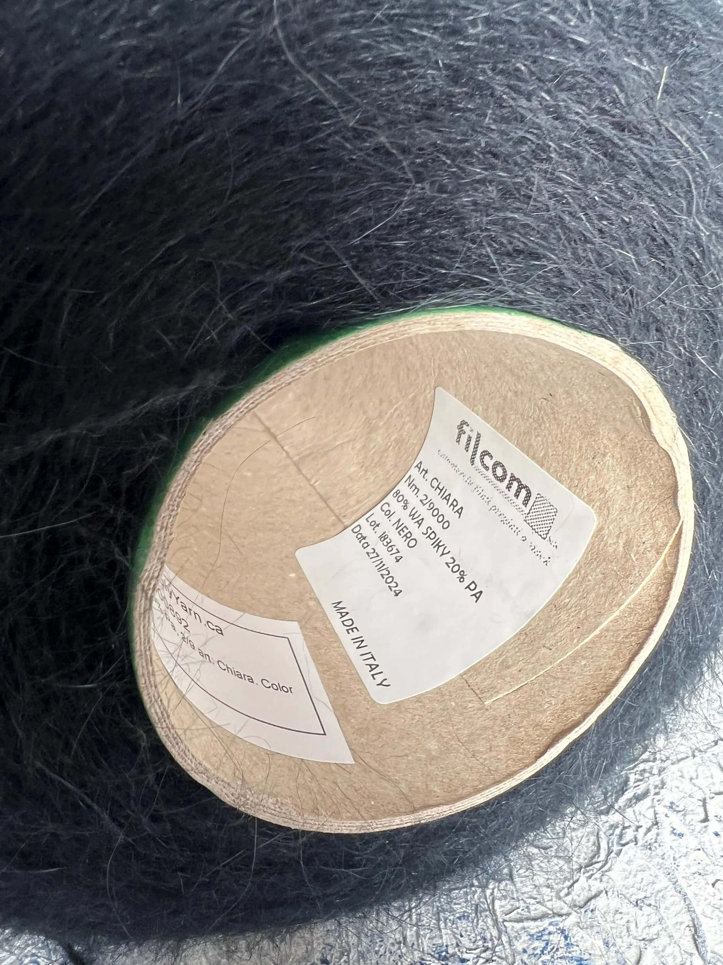 Angora yarn 80% & Poliamide Yarn 20%,Color Black. Per 100 gr