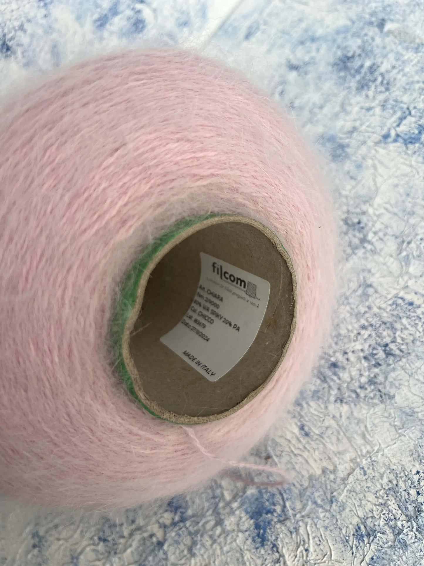 Angora yarn 80%,Poliamide Yarn 20%,Color Rosa. Per 100 gr