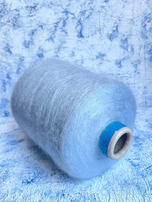 Kid Mohair yarn 70%, Silk yarn 30%, Yarn on Cone - Light Blue. Per 100 gr