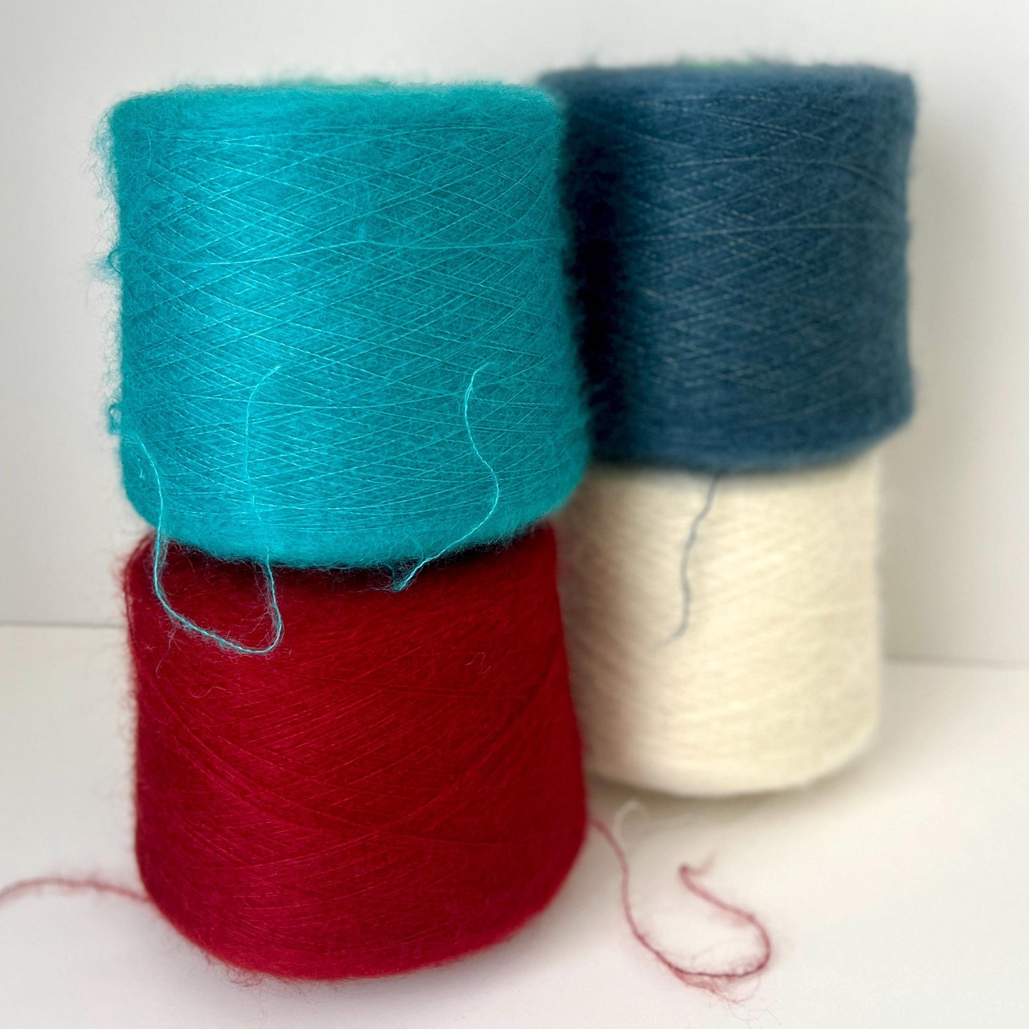 Super Kid Mohair 70 & Silk 30 % yarn on Cone for knitting. Cardinal. Per 100 gr
