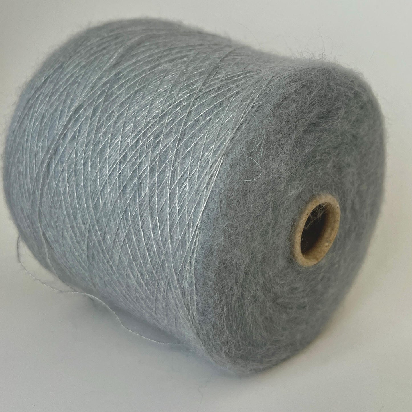 Super Kid Mohair 70% & Silk 30% yarn on Cone for knitting. Gray. Per 100 gr