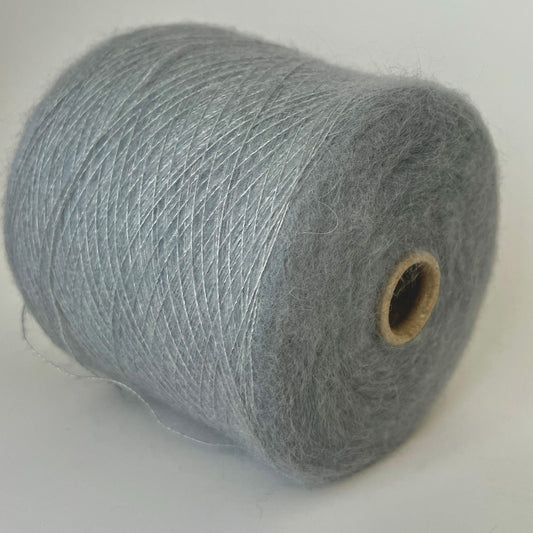 Super Kid Mohair 70% & Silk 30% yarn on Cone for knitting. Gray. Per 100 gr