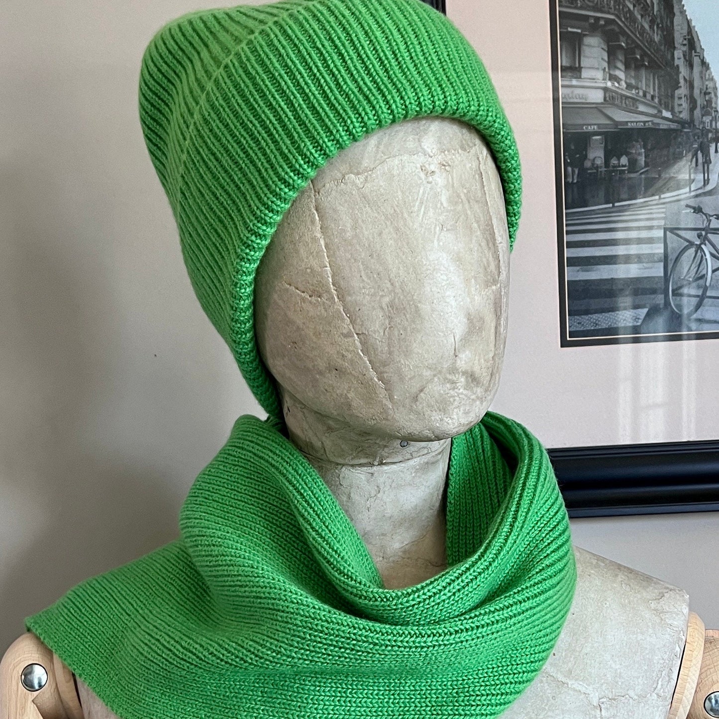 Green 100% Pure Cashmere Oversized Knit Scarf–Warm & Luxurious Wrap