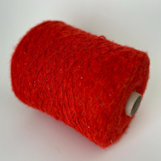 Sequin Yarn. Selene. 36% PL, 35% PC, 19% PA, 5% Merino. Red. Per 100 gr