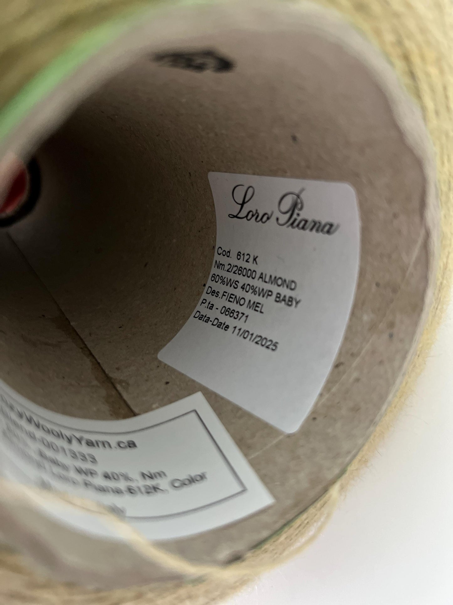 Cashmere 60% & Baby Alpaca 40% yarn,Loro Piana, Color Fieno Mel.Per 100 gr