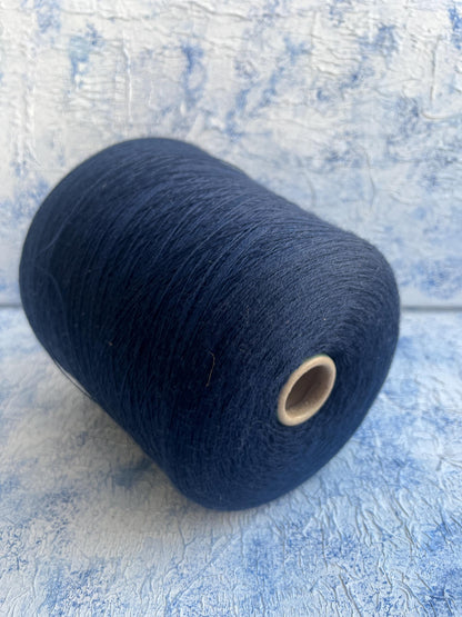 Merino yarn on cone 100%,Biell Yarn Victoria. Color Dark Blue. Per 100 gr