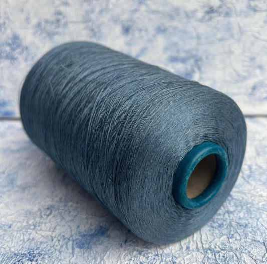 Silk yarn on cone 100%,Yarn for knitting, Color SteelBlue