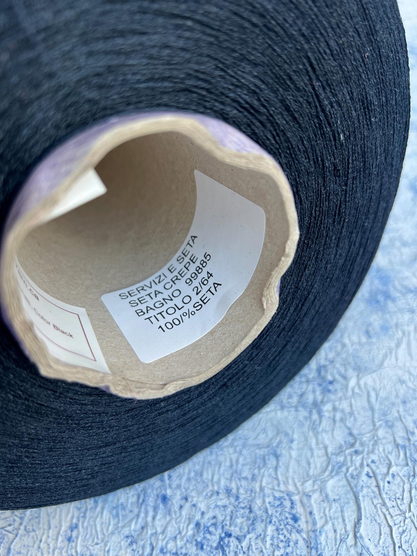Silk yarn 100%, Silk yarn on Cone for knitting. Color Black. Per 100 gr
