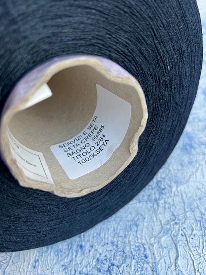 Silk yarn 100%, Silk yarn on Cone for knitting. Color Black. Per 100 gr