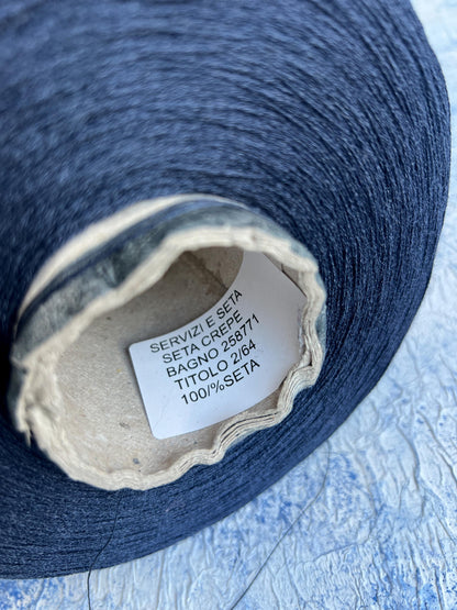 Silk yarn on Cone 100%, Yarn for knitting, Color Blue. Per 100 gr